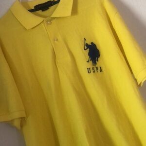 Men’s USPA big pony yellow & blue short sleeve spring collar shirt